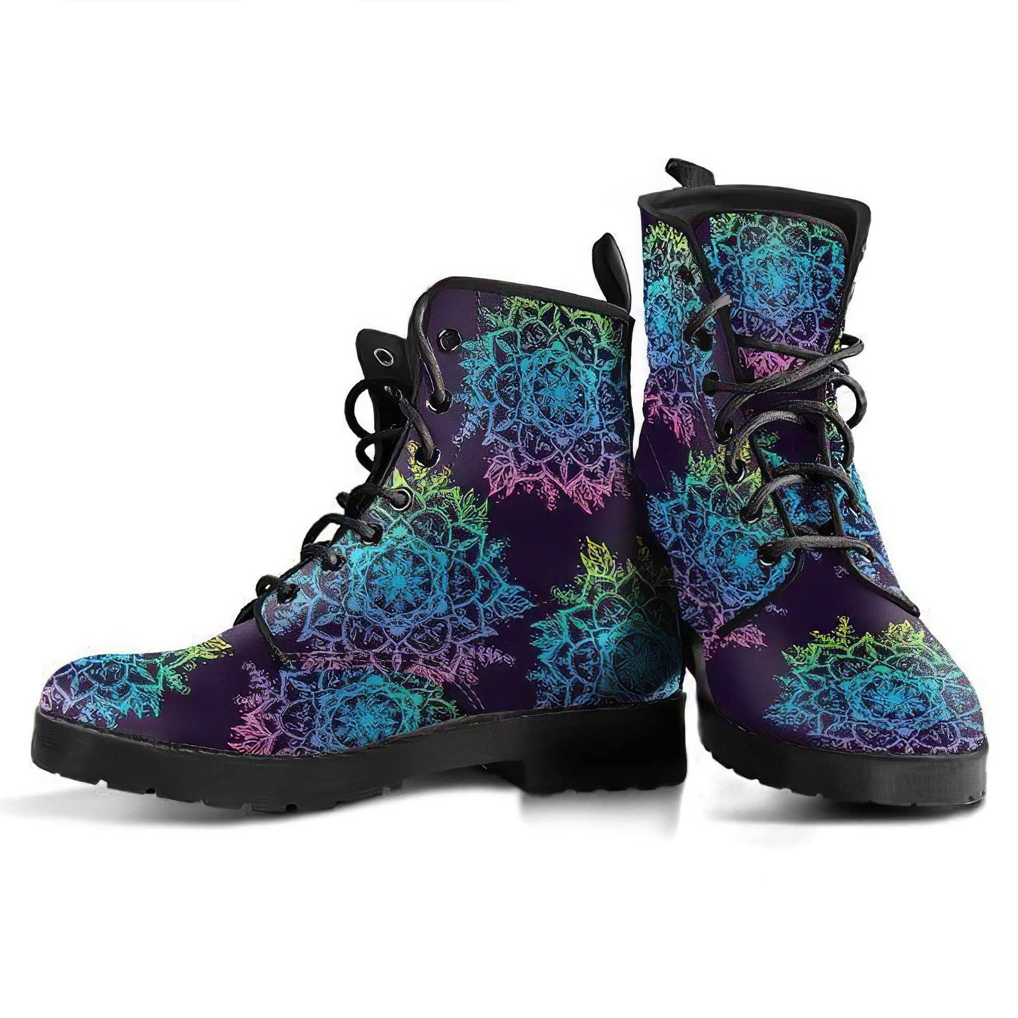 Colorful Mandalas Handcrafted Boots | Custom Canvas Sneakers For Kids ...