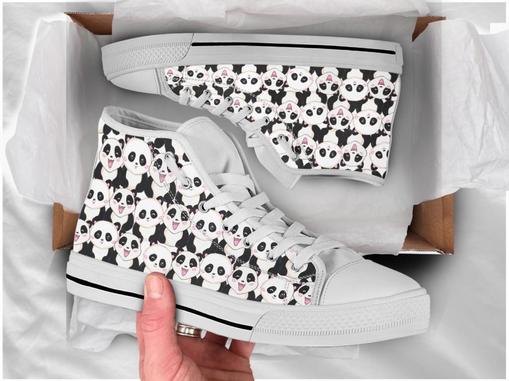 Black White Panda Shoes | Custom Canvas Sneakers For Kids & Adults